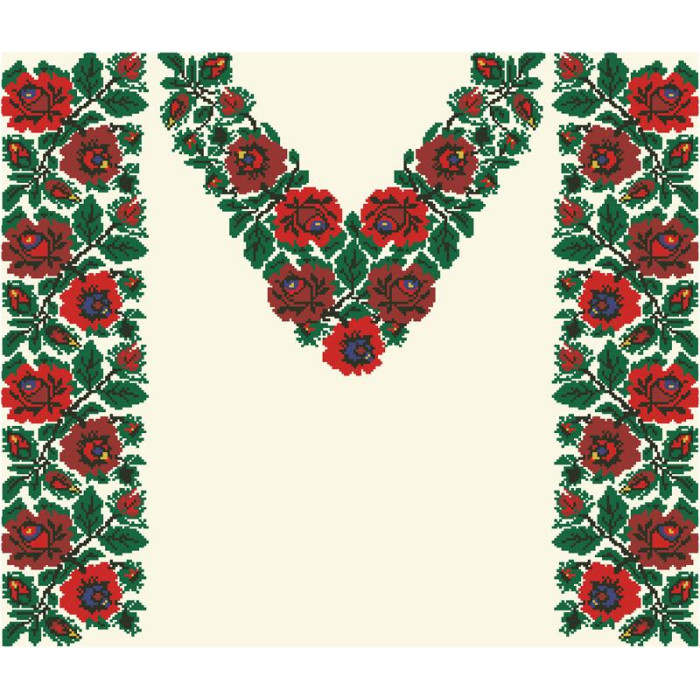 БЖ062кМнннн Вишиванка жіноча Борщівська. Ніжні троянди, атлас-котон, бежевий, р. 42-54. Барвиста вишиванка. Заготовка для вишивання бісером або нитками