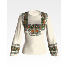 БЖ064кМнннн Вишиванка жіноча Борщівська квітка, атлас-котон, бежевий, р. 42-54. Барвиста вишиванка. Заготовка для вишивання бісером або нитками