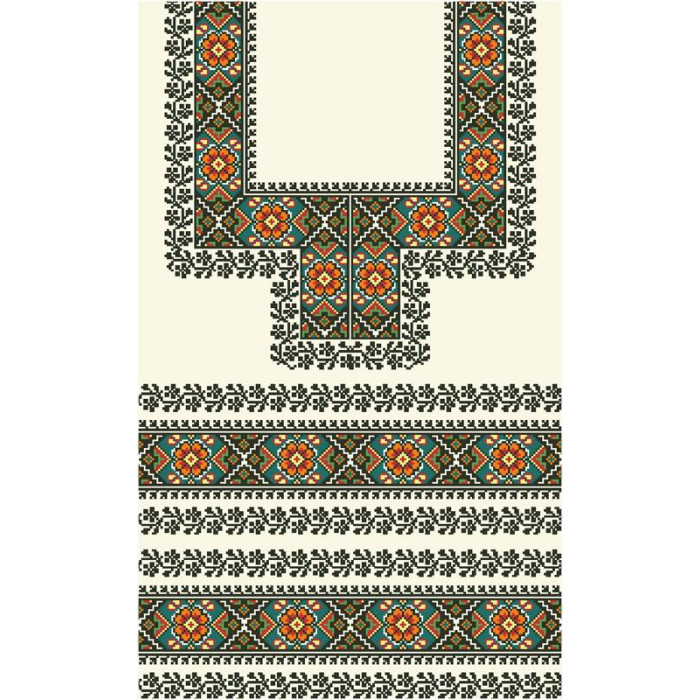 БЖ064кМнннн Вишиванка жіноча Борщівська квітка, атлас-котон, бежевий, р. 42-54. Барвиста вишиванка. Заготовка для вишивання бісером або нитками