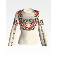 БЖ071кМнннн Вишиванка жіноча Троянда, атлас-котон, бежевий, р. 42-54. Барвиста вишиванка. Заготовка для вишивання бісером або нитками