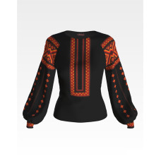 БЖ075дЧнннн Блуза жіноча домоткана, чорний. Барвиста вишиванка. Заготовка для вишивки бісером