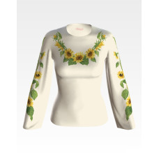 БЖ084кМнннн Вишиванка жіноча Соняшники, атлас-котон, бежевий, р. 42-54. Барвиста вишиванка. Заготовка для вишивання бісером або нитками