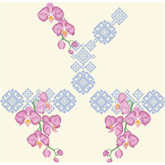 БЖ087кМнннн Вишиванка жіноча Ніжні орхідеї, атлас-котон, бежевий, р. 42-54. Барвиста вишиванка. Заготовка для вишивання бісером або нитками