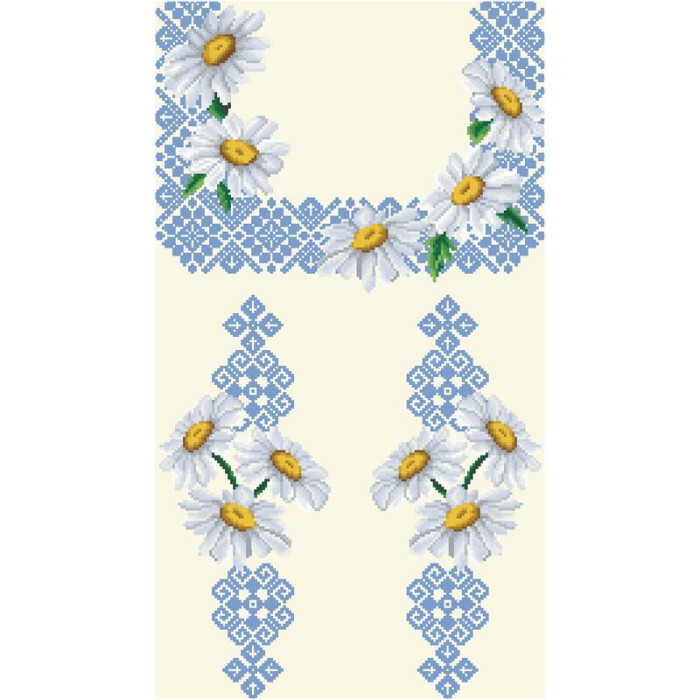 БЖ088кМнннн Вишиванка жіноча Ніжні ромашки, атлас-котон, бежевий, р. 42-54. Барвиста вишиванка. Заготовка для вишивання бісером або нитками