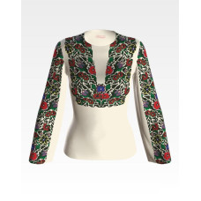 БЖ089кМнннн Вишиванка жіноча Борщівська сучасна, атлас-котон, бежевий, р. 42-54. Барвиста вишиванка. Заготовка для вишивання бісером або нитками