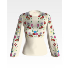 БЖ090кМнннн Вишиванка жіноча Борщівська сучасна, атлас-котон, бежевий, р. 42-54. Барвиста вишиванка. Заготовка для вишивання бісером або нитками