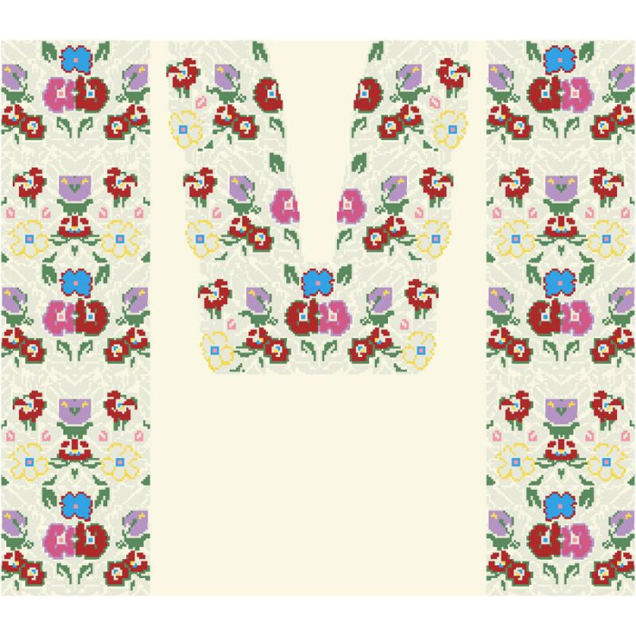 БЖ090кМнннн Вишиванка жіноча Борщівська сучасна, атлас-котон, бежевий, р. 42-54. Барвиста вишиванка. Заготовка для вишивання бісером або нитками