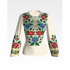 БЖ092кМнннн Вишиванка жіноча Буковинська, атлас-котон, бежевий, р. 42-54. Барвиста вишиванка. Заготовка для вишивання бісером або нитками