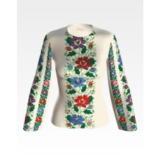 БЖ093кМнннн Вишиванка жіноча Буковинська сучасна, атлас-котон, бежевий, р. 42-54. Барвиста вишиванка. Заготовка для вишивання бісером або нитками