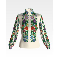 БЖ094кМнннн Вишиванка жіноча Буковинський край, атлас-котон, бежевий, р. 42-54. Барвиста вишиванка. Заготовка для вишивання бісером або нитками