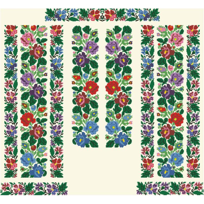 БЖ094кМнннн Вишиванка жіноча Буковинський край, атлас-котон, бежевий, р. 42-54. Барвиста вишиванка. Заготовка для вишивання бісером або нитками