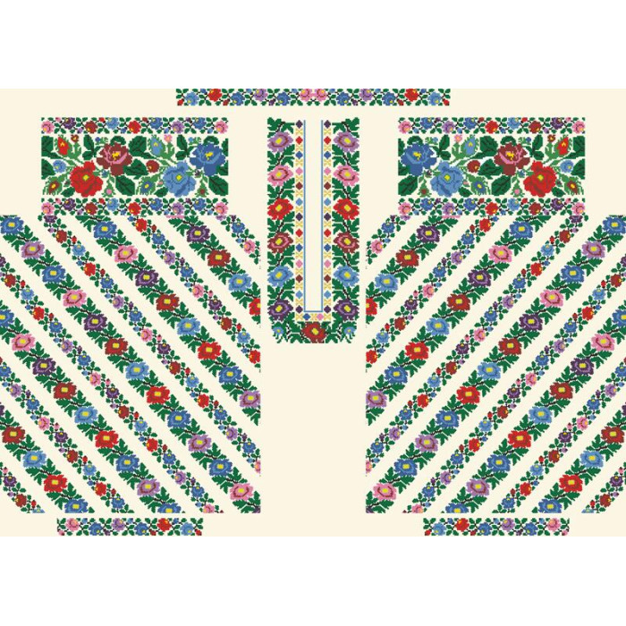 БЖ095кМнннн Вишиванка жіноча Буковинська квітка, атлас-котон, бежевий, р. 42-54. Барвиста вишиванка. Заготовка для вишивання бісером або нитками