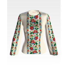 БЖ096кМнннн Вишиванка жіноча Буковинська сучасна, атлас-котон, бежевий, р. 42-54. Барвиста вишиванка. Заготовка для вишивання бісером або нитками