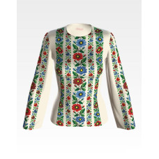 БЖ097кМнннн Вишиванка жіноча Буковинська сучасна, атлас-котон, бежевий, р. 42-54. Барвиста вишиванка. Заготовка для вишивання бісером або нитками