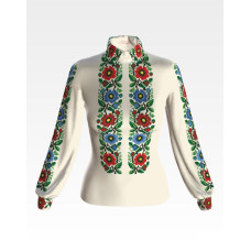 БЖ098кМнннн Вишиванка жіноча Буковинська сучасна, атлас-котон, бежевий, р. 42-54. Барвиста вишиванка. Заготовка для вишивання бісером або нитками