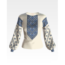 БЖ101кМнннн Вишиванка жіноча Небесна блакить, атлас-котон, бежевий, р. 42-54. Барвиста вишиванка. Заготовка для вишивання бісером або нитками