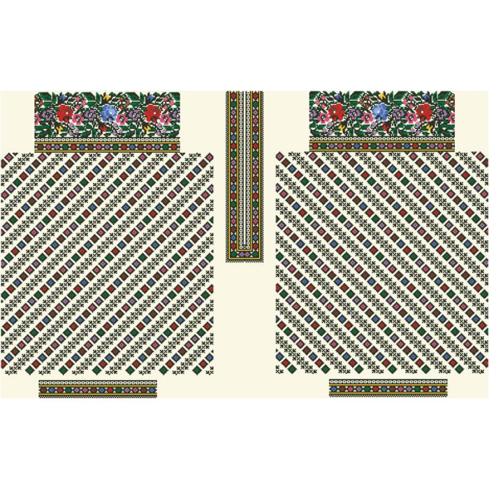 БЖ114кМнннн Вишиванка жіноча Борщівські візерунки, атлас-котон, бежевий, р. 42-54. Барвиста вишиванка. Заготовка для вишивання бісером або нитками