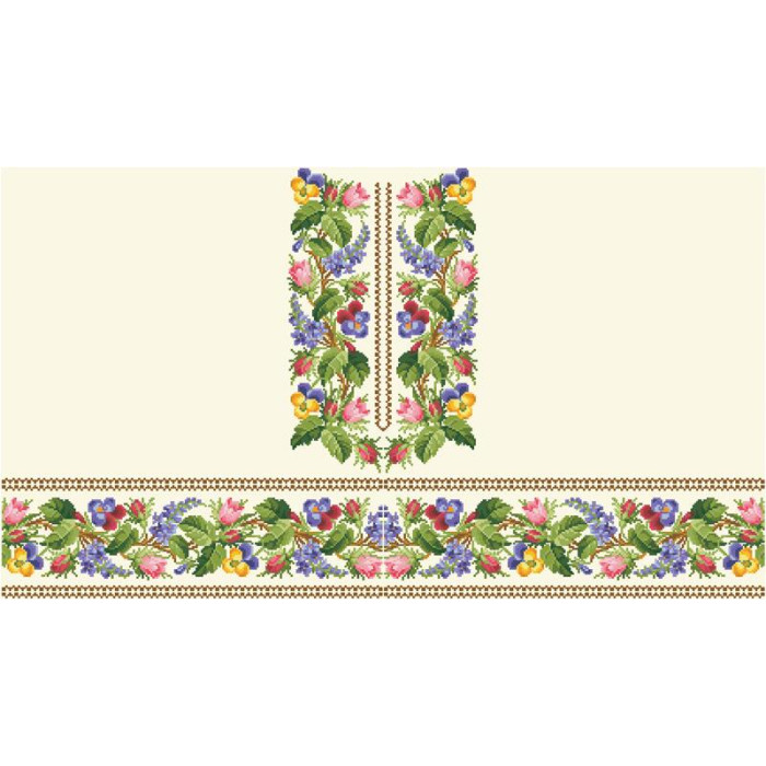 БЖ117кМнннн Вишиванка жіноча Братки, атлас-котон, бежевий, р. 42-54. Барвиста вишиванка. Заготовка для вишивання бісером або нитками