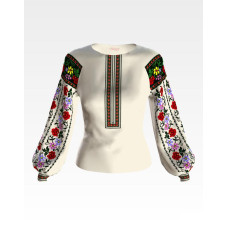 БЖ121кМнннн Вишиванка жіноча Калина, атлас-котон, бежевий, р. 42-54. Барвиста вишиванка. Заготовка для вишивання бісером або нитками