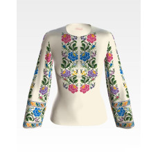 БЖ124кМнннн Вишиванка жіноча Одеська троянда, атлас-котон, бежевий, р. 42-54. Барвиста вишиванка. Заготовка для вишивання бісером або нитками