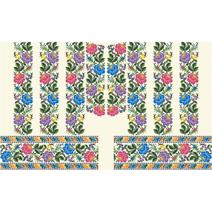 БЖ124кМнннн Вишиванка жіноча Одеська троянда, атлас-котон, бежевий, р. 42-54. Барвиста вишиванка. Заготовка для вишивання бісером або нитками