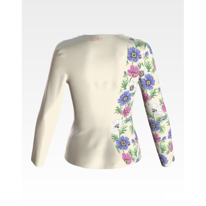 БЖ170кМнннн Вишиванка жіноча Анемони, атлас-котон, бежевий, р. 42-54. Барвиста вишиванка. Заготовка для вишивання бісером або нитками