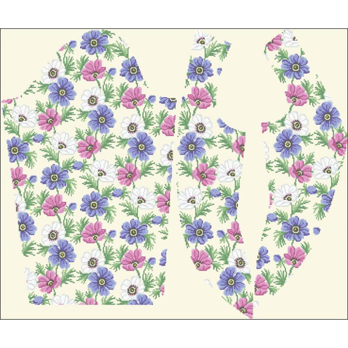 БЖ170кМнннн Вишиванка жіноча Анемони, атлас-котон, бежевий, р. 42-54. Барвиста вишиванка. Заготовка для вишивання бісером або нитками