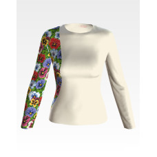 БЖ172кМнннн Вишиванка жіноча Братки, атлас-котон, бежевий, р. 42-54. Барвиста вишиванка. Заготовка для вишивання бісером або нитками