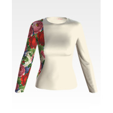 БЖ173кМнннн Вишиванка жіноча Розкішні троянди, фіалки, атлас-котон, бежевий, р. 42-54. Барвиста вишиванка. Заготовка для вишивання бісером або нитками