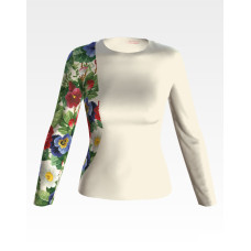 БЖ174кМнннн Вишиванка жіноча Троянди, братки, атлас-котон, бежевий, р. 42-54. Барвиста вишиванка. Заготовка для вишивання бісером або нитками