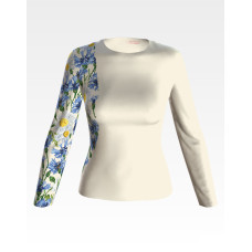 БЖ177кМнннн Вишиванка жіноча Волошки і ромашки, атлас-котон, бежевий, р. 42-54. Барвиста вишиванка. Заготовка для вишивання бісером або нитками