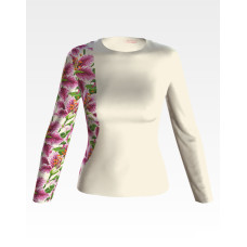 БЖ181кМнннн Вишиванка жіноча Розкішні лілії, атлас-котон, бежевий, р. 42-54. Барвиста вишиванка. Заготовка для вишивання бісером або нитками