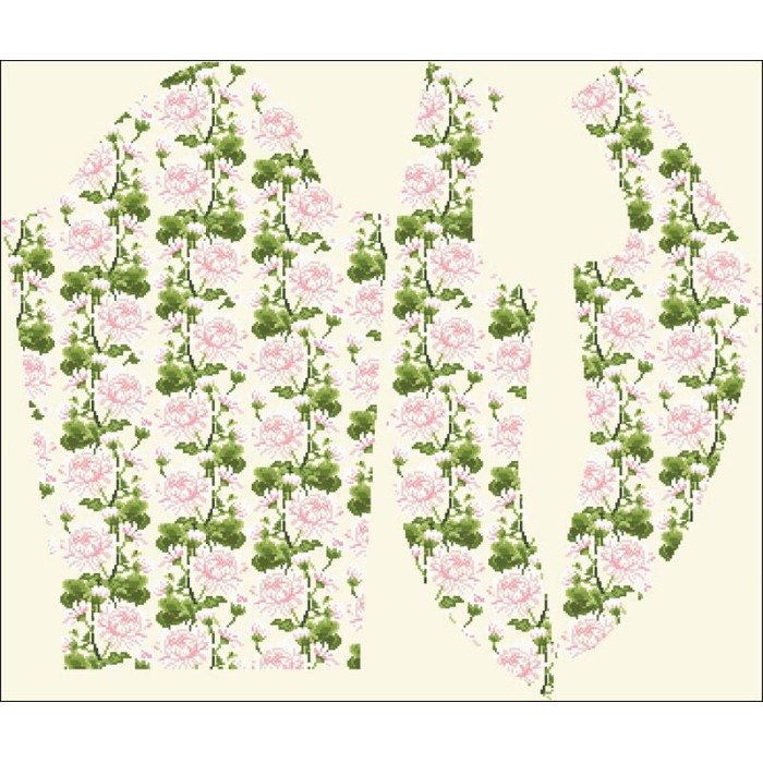 БЖ186кМнннн Вишиванка жіноча Ніжні хризантеми, атлас-котон, бежевий, р. 42-54. Барвиста вишиванка. Заготовка для вишивання бісером або нитками