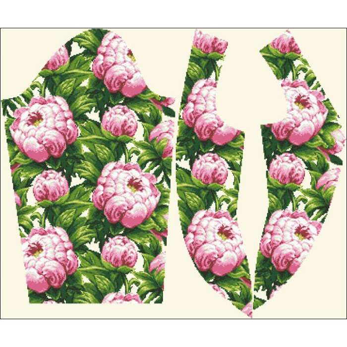 БЖ188кМнннн Вишиванка жіноча Пишні піони, атлас-котон, бежевий, р. 42-54. Барвиста вишиванка. Заготовка для вишивання бісером або нитками