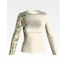 БЖ190кМнннн Вишиванка жіноча Білі мальви і троянди, атлас-котон, бежевий, р. 42-54. Барвиста вишиванка. Заготовка для вишивання бісером або нитками