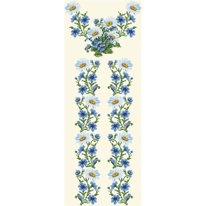 БЖ191кМнннн Вишиванка жіноча Ромашки і волошки, атлас-котон, бежевий, р. 42-54. Барвиста вишиванка. Заготовка для вишивання бісером або нитками