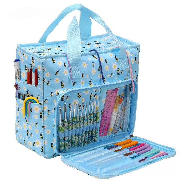 CD-059 Classic Design - Сумка-органайзер блакитна із бджолами, 25х14х22 см