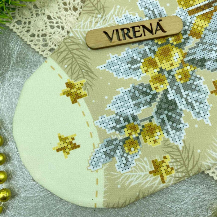 ЧН_018 Virena Заготовка для вишивки бісером - Чобіток для подарунків святковий з дзвониками 25х32 см (схема на габардині)