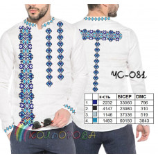 ЧС-081зб Сорочка чоловіча з рукавами, домоткане лана, білий, р.52-60. Кольорова. Заготовка для вишивки бісером або нитками