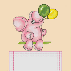 CКВ-013 Рожевий слон. Марічка. Схема на водорозчинній канви для вишивання хрестиком на одязі