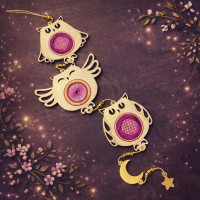 D-06 Кольорова Набір для вишивки нитками по дереву - Магічні сови, 12х7 см