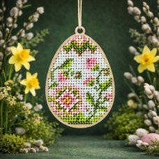 D-10 Кольорова Набір для вишивки бісером по дереву- Іграшка Великодня Писанка, 9x7 см