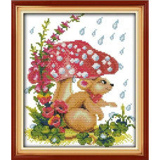 D115JS Красива миша, 21x27 см. Joy Sunday. Набір для вишивки хрестиком на канві з нанесеним малюнком