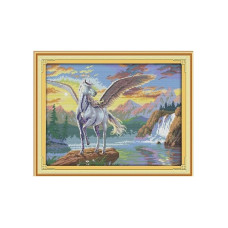 D308JS Єдиноріг, 54x43 см. Joy Sunday. Набір для вишивки хрестиком на канві з нанесеним малюнком