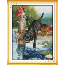 DA080JS Joy Sunday Набір для вишивки друкованим хрестиком - Рибалка 52x40 см, Aida14