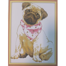 DA165JS Joy Sunday Набір для вишивки друкованим хрестиком - Собачка з червоним шарфом 37x29 см, Aida14