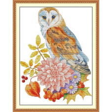 DA949JS Joy Sunday Набір для вишивки друкованим хрестиком - Осіння сова 54x42 см, Aida14