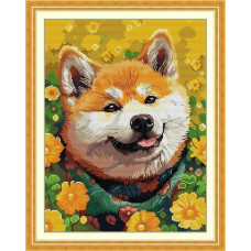 DB017JS Joy Sunday Набір для вишивки друкованим хрестиком - Собачка Акіта 47x37 см, Aida14