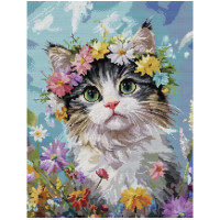DB060JS Joy Sunday Набір для вишивки друкованим хрестиком - Кошеня з рожевим носом 37х47 см, Aida 14 (схема на канві)
