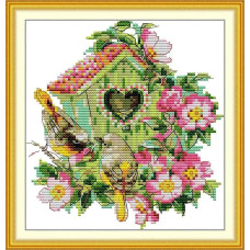 DB076JS Joy Sunday Набір для вишивки друкованим хрестиком - Щасливе гніздо 19x19 см, Aida 14 (схема на канві)